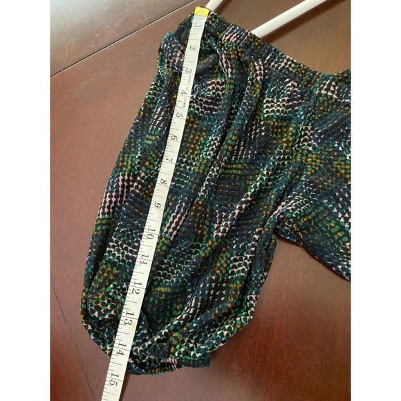 CAbi Elaine Puff Sleeve Multicolored Dot Mesh Dress Size Medium Fall Career - Picture 9 of 12
